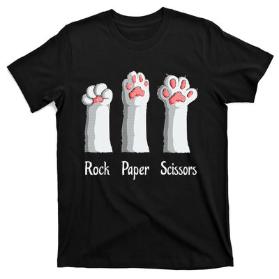 Funny Cat Rock Paper Scissors Hand Game Cute Paw Kitten T-Shirt