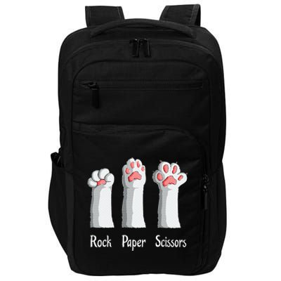 Funny Cat Rock Paper Scissors Hand Game Cute Paw Kitten Impact Tech Backpack