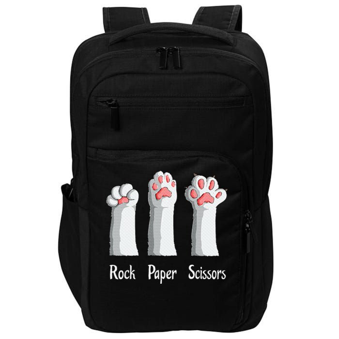 Funny Cat Rock Paper Scissors Hand Game Cute Paw Kitten Impact Tech Backpack