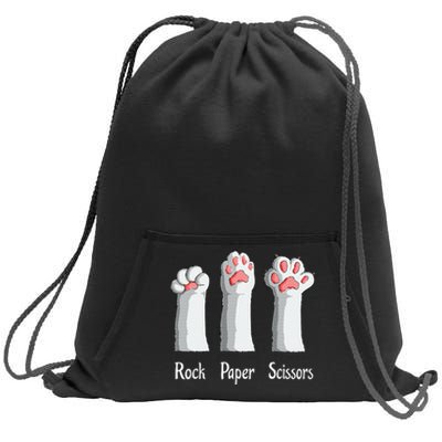 Funny Cat Rock Paper Scissors Hand Game Cute Paw Kitten Sweatshirt Cinch Pack Bag