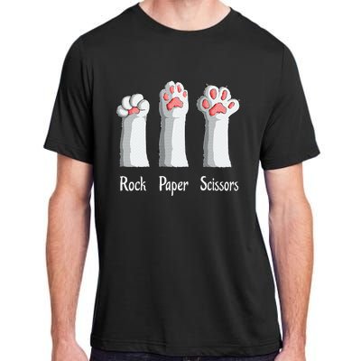 Funny Cat Rock Paper Scissors Hand Game Cute Paw Kitten Adult ChromaSoft Performance T-Shirt