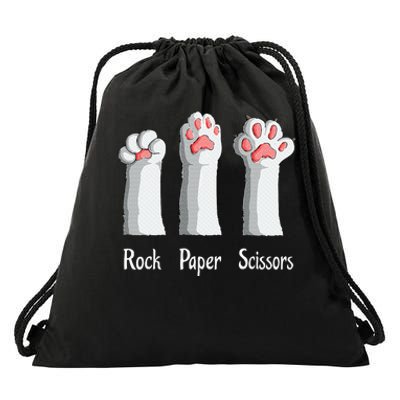 Funny Cat Rock Paper Scissors Hand Game Cute Paw Kitten Drawstring Bag