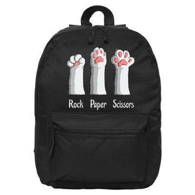 Funny Cat Rock Paper Scissors Hand Game Cute Paw Kitten 16 in Basic Backpack