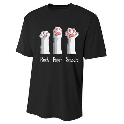 Funny Cat Rock Paper Scissors Hand Game Cute Paw Kitten Performance Sprint T-Shirt