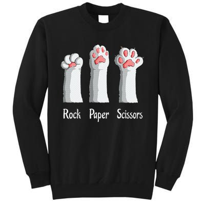 Funny Cat Rock Paper Scissors Hand Game Cute Paw Kitten Tall Sweatshirt