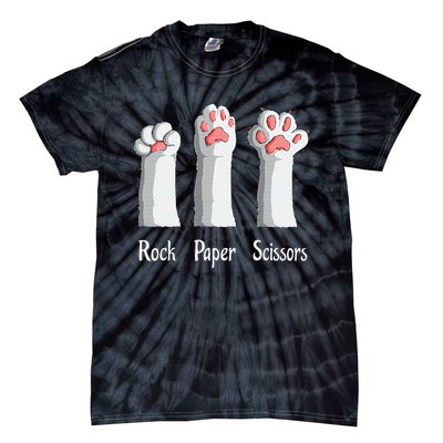 Funny Cat Rock Paper Scissors Hand Game Cute Paw Kitten Tie-Dye T-Shirt