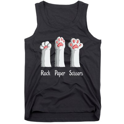 Funny Cat Rock Paper Scissors Hand Game Cute Paw Kitten Tank Top