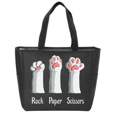 Funny Cat Rock Paper Scissors Hand Game Cute Paw Kitten Zip Tote Bag