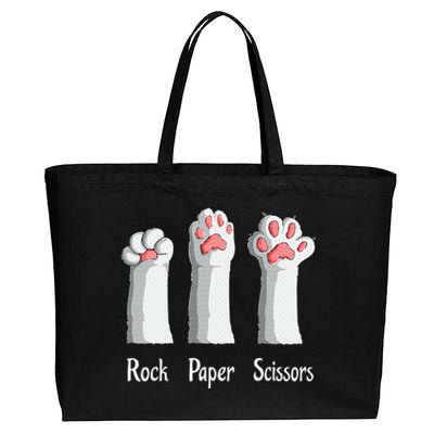 Funny Cat Rock Paper Scissors Hand Game Cute Paw Kitten Cotton Canvas Jumbo Tote