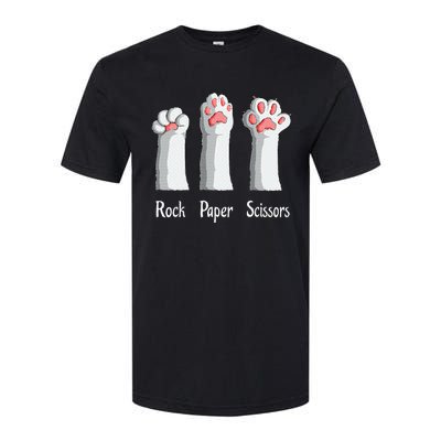 Funny Cat Rock Paper Scissors Hand Game Cute Paw Kitten Softstyle CVC T-Shirt