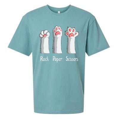 Funny Cat Rock Paper Scissors Hand Game Cute Paw Kitten Sueded Cloud Jersey T-Shirt