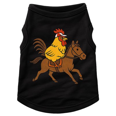 Funny Chicken Rooster Wearing Jockey Cap Riding Race Horse Doggie Tank