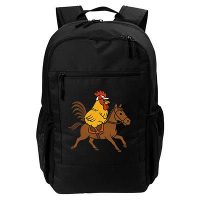 Funny Chicken Rooster Wearing Jockey Cap Riding Race Horse Backpack