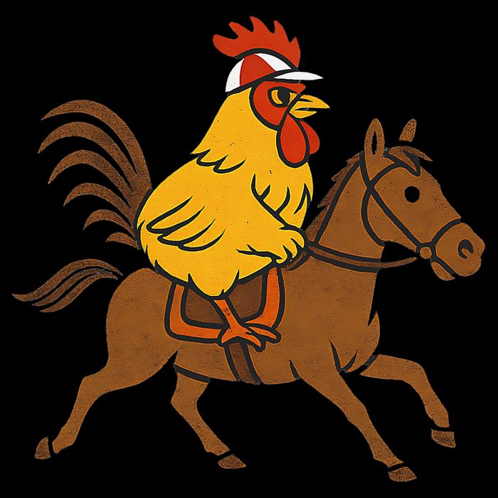 Funny Chicken Rooster Wearing Jockey Cap Riding Race Horse 16 in Basic Backpack