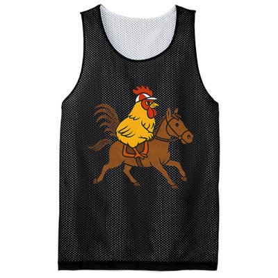 Funny Chicken Rooster Wearing Jockey Cap Riding Race Horse Mesh Reversible Basketball Jersey Tank