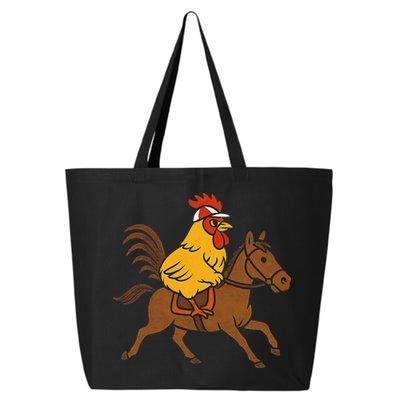 Funny Chicken Rooster Wearing Jockey Cap Riding Race Horse 25L Jumbo Tote