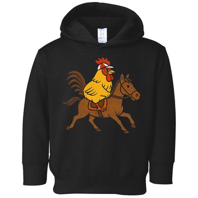 Funny Chicken Rooster Wearing Jockey Cap Riding Race Horse Toddler Hoodie