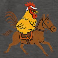 Funny Chicken Rooster Wearing Jockey Cap Riding Race Horse Vector Backpack