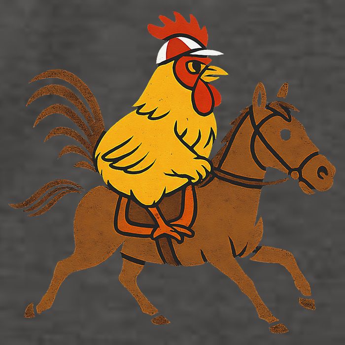 Funny Chicken Rooster Wearing Jockey Cap Riding Race Horse Vector Backpack