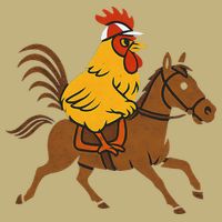 Funny Chicken Rooster Wearing Jockey Cap Riding Race Horse Cooling Performance Crew T-Shirt