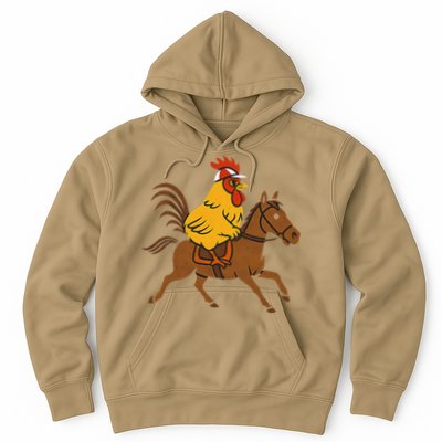 Funny Chicken Rooster Wearing Jockey Cap Riding Race Horse Hoodie