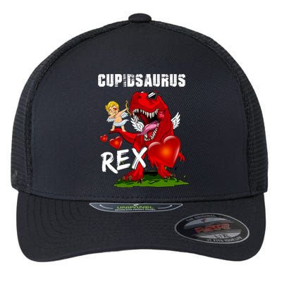 Funny Cupidsaurus Rex Dabbing Cupid Dinosaur Valentine's Day Gift Flexfit Unipanel Trucker Cap