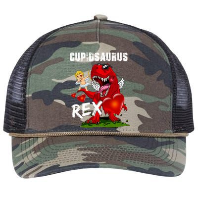 Funny Cupidsaurus Rex Dabbing Cupid Dinosaur Valentine's Day Gift Retro Rope Trucker Hat Cap