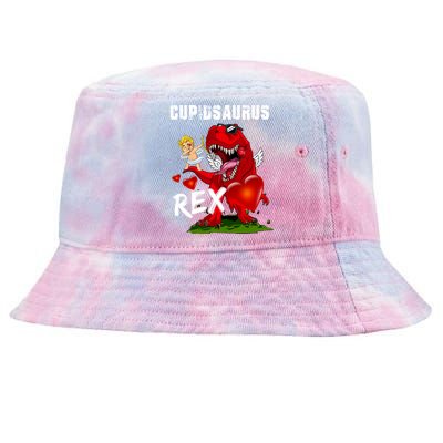 Funny Cupidsaurus Rex Dabbing Cupid Dinosaur Valentine's Day Gift Tie-Dyed Bucket Hat