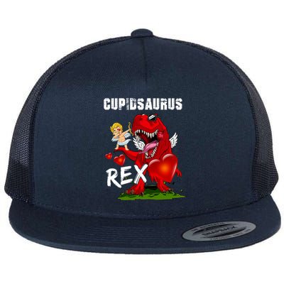 Funny Cupidsaurus Rex Dabbing Cupid Dinosaur Valentine's Day Gift Flat Bill Trucker Hat