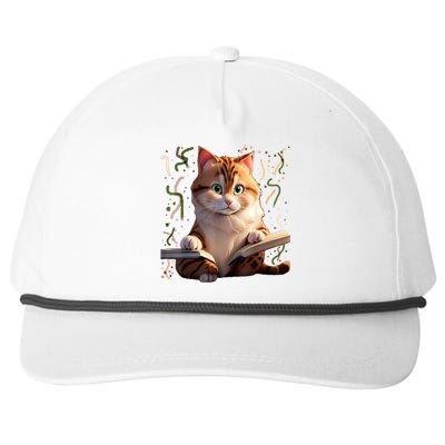 Funny Cats Reading A Book Graphic Cat Kitten Lovers Cat Mom Snapback Five-Panel Rope Hat