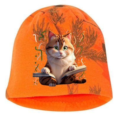 Funny Cats Reading A Book Graphic Cat Kitten Lovers Cat Mom Kati - Camo Knit Beanie