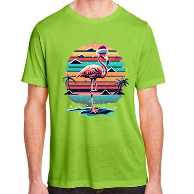 Flamingo Christmas Retro Sunset Vintage Xmas Meaningful Gift Adult ChromaSoft Performance T-Shirt