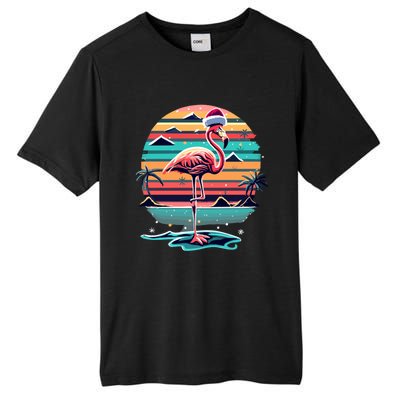 Flamingo Christmas Retro Sunset Vintage Xmas Meaningful Gift Tall Fusion ChromaSoft Performance T-Shirt