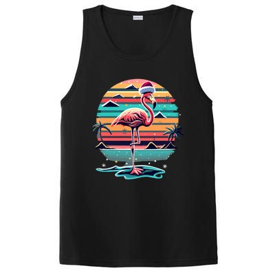 Flamingo Christmas Retro Sunset Vintage Xmas Meaningful Gift PosiCharge Competitor Tank