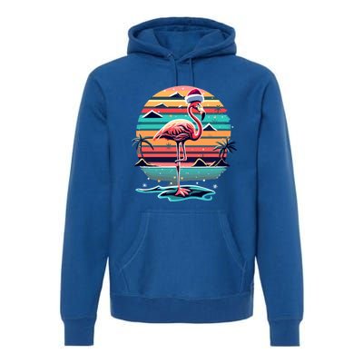 Flamingo Christmas Retro Sunset Vintage Xmas Meaningful Gift Premium Hoodie