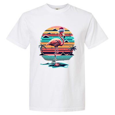 Flamingo Christmas Retro Sunset Vintage Xmas Meaningful Gift Garment-Dyed Heavyweight T-Shirt