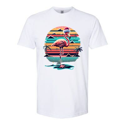 Flamingo Christmas Retro Sunset Vintage Xmas Meaningful Gift Softstyle® CVC T-Shirt