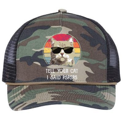 Funny Cat Retro Tell Your Cat I Said Pspsps Retro Rope Trucker Hat Cap