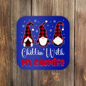 Friends Christmas Red Buffalo Plaid Chillin With My Gnomies Gift Coaster