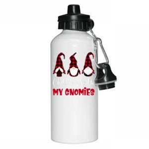 Friends Christmas Red Buffalo Plaid Chillin With My Gnomies Gift Aluminum Water Bottle