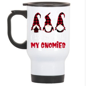 Friends Christmas Red Buffalo Plaid Chillin With My Gnomies Gift Stainless Steel Travel Mug