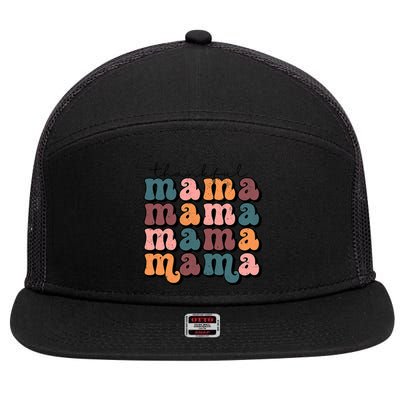 Funny Cute Retro Thankful Mama Fall Autumn Mom Thanksgiving Day 7 Panel Mesh Trucker Snapback Hat