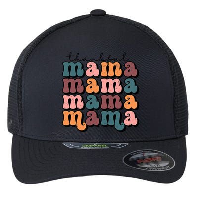 Funny Cute Retro Thankful Mama Fall Autumn Mom Thanksgiving Day Flexfit Unipanel Trucker Cap