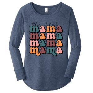 Funny Cute Retro Thankful Mama Fall Autumn Mom Women's Perfect Tri Tunic Long Sleeve Shirt