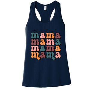 Funny Cute Retro Thankful Mama Fall Autumn Mom Women's Racerback Tank