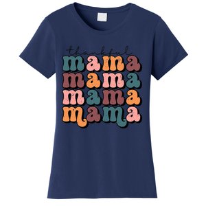 Funny Cute Retro Thankful Mama Fall Autumn Mom Women's T-Shirt