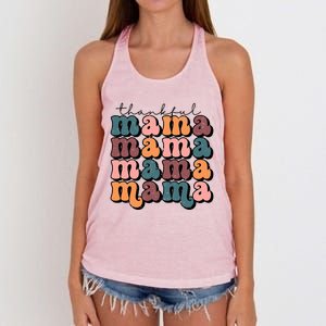 Funny Cute Retro Thankful Mama Fall Autumn Mom Women's Knotted Racerback Tank