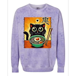 Funny Cat Ramen Graphicjapanese Kawaii Anime Cat Colorblast Crewneck Sweatshirt