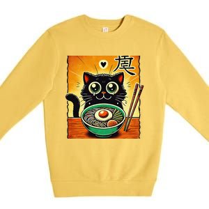 Funny Cat Ramen Graphicjapanese Kawaii Anime Cat Premium Crewneck Sweatshirt