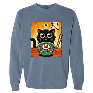 Funny Cat Ramen Graphicjapanese Kawaii Anime Cat Garment-Dyed Sweatshirt